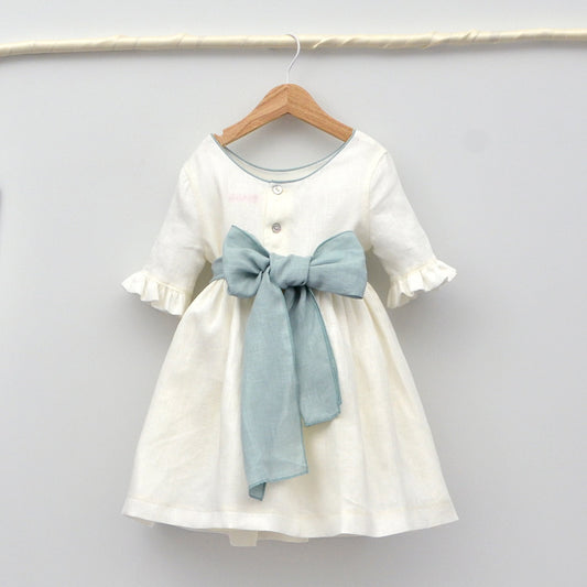 Vestido niña lino Beatriz con fajín