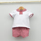 Conjunto bebé Niza con pololo vichy y camiseta cuello bebé