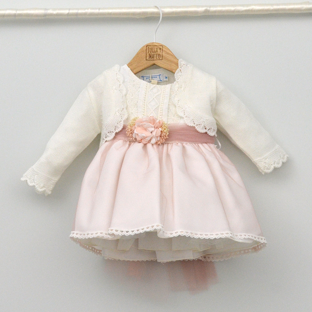 Vestido Bautizo y Ceremonia bebés Valeria con adorno floral
