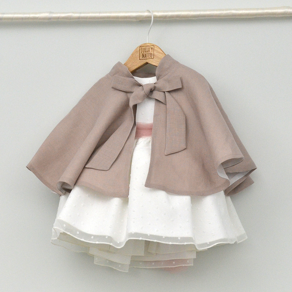 Vestido Tul bebés plumeti María con manga francesa de tul y adorno floral