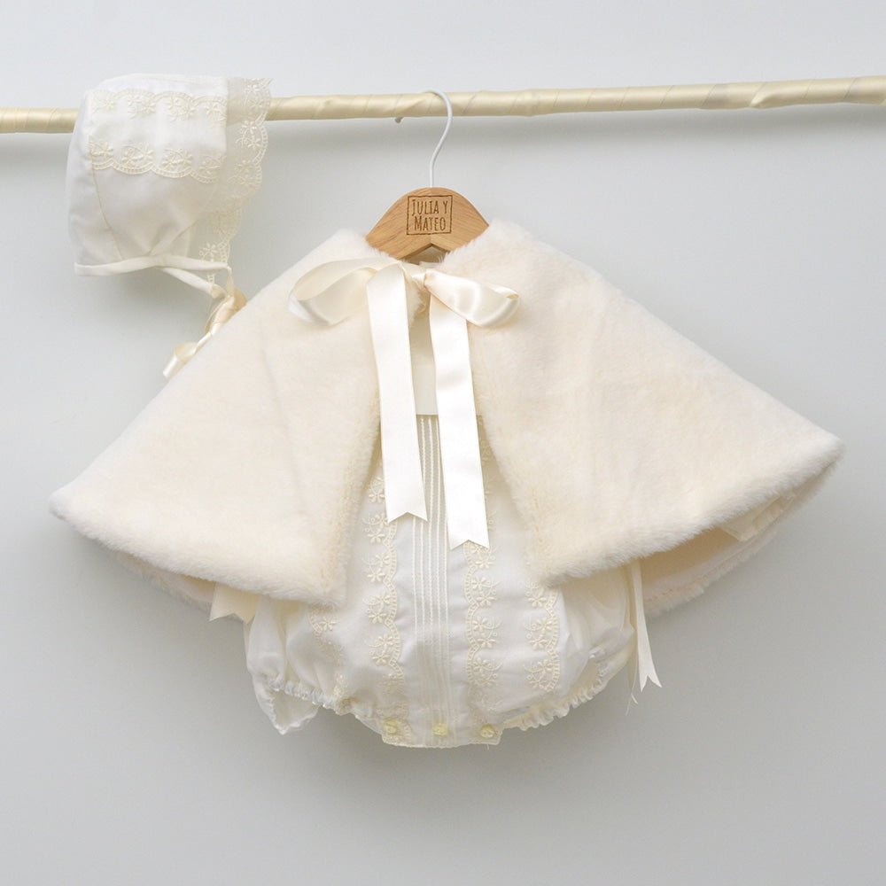 Traje Bautizo Organza niño invierno manga larga con capota tallas 3,6,9,12,18 meses hecho en españa ropa bautismo clasica online