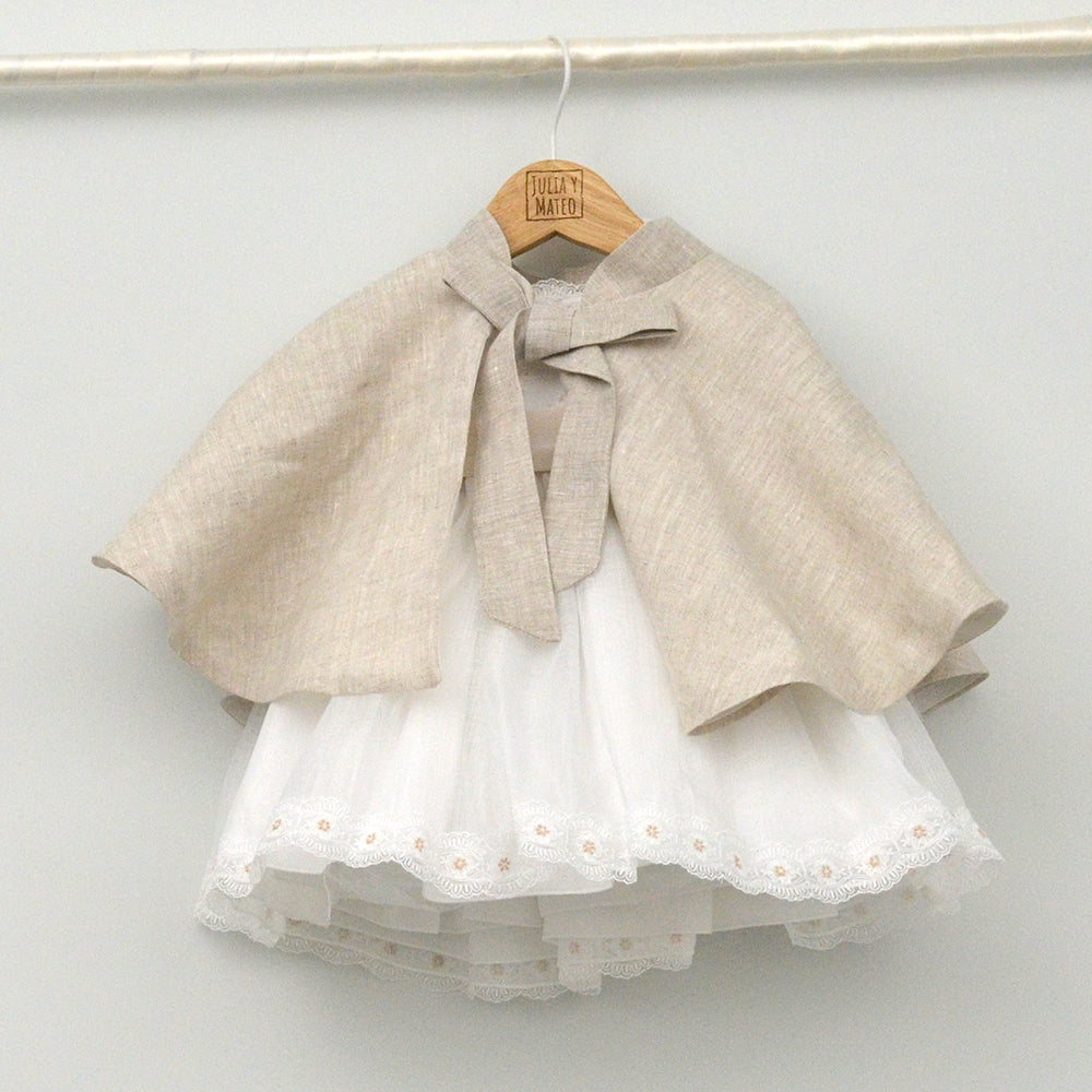 Vestido bebé Alma de organza con fajín de satén