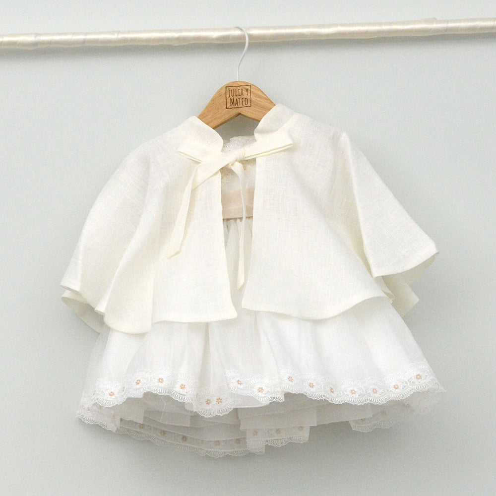 Vestido bebé Alma de organza con fajín de satén