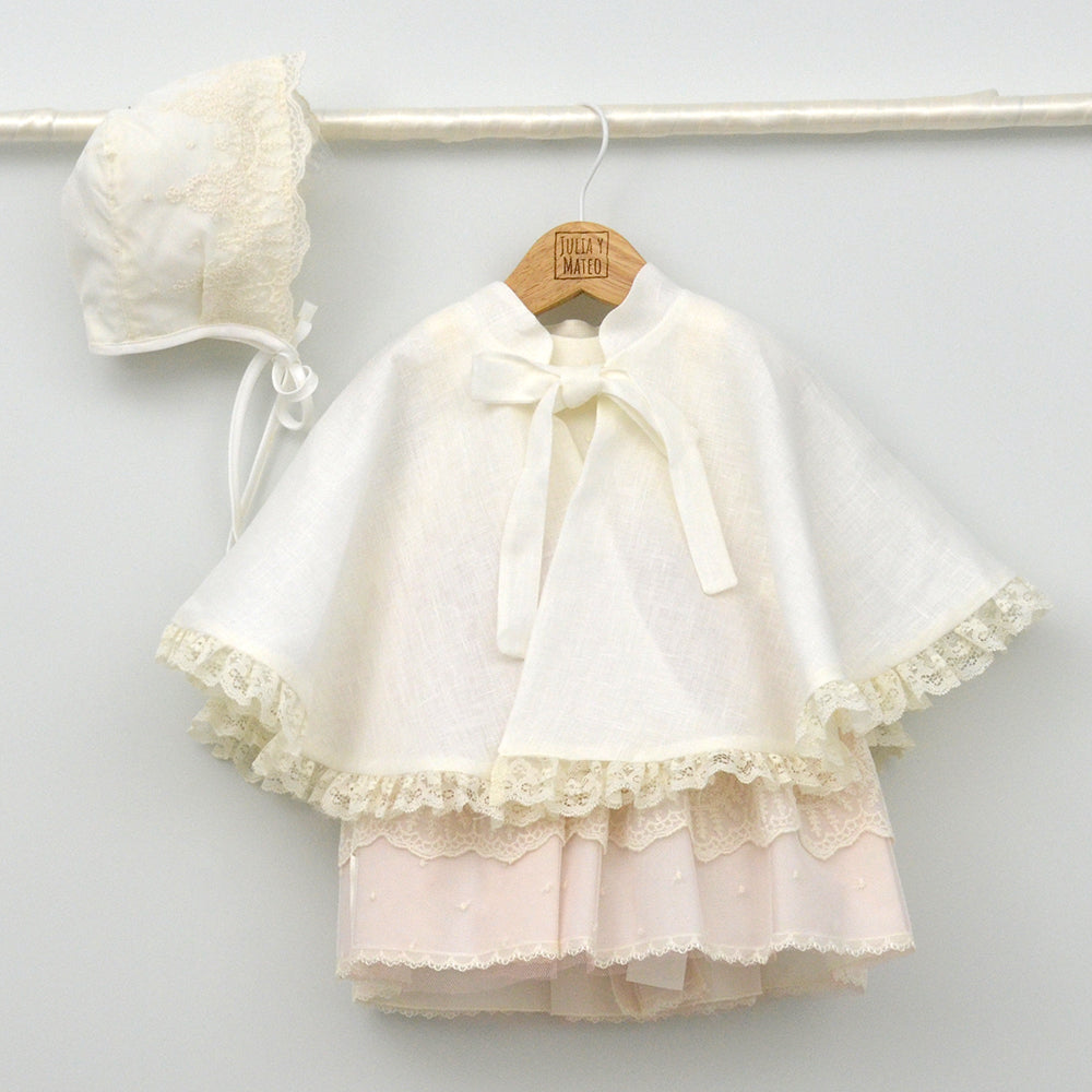 Vestido tul con bodoques bebés Clara con capota