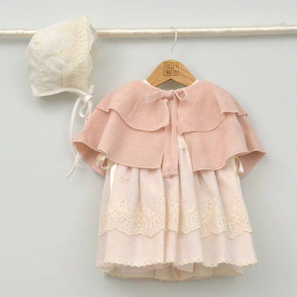 Vestido tul con bodoques bebés Clara con capota