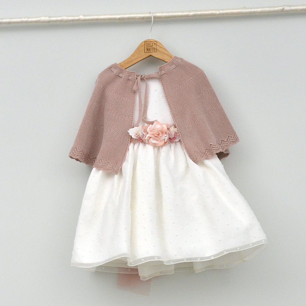 Vestido Tul niña María con adorno floral