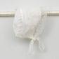 Faldón de Bautizo en Organza Natural con Plumeti Bordado y Puntillas "Amelia" con capota y culotte