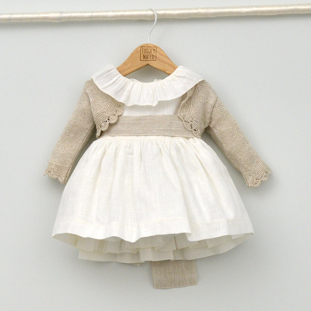 Vestido bebés Emma con fajín de lino