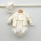 traje conjunto peleles bautizo niños invierno manga larga crudo blanco lino elegante clasico hecho en españa a mano artesano