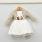 vestido bautizo niña traje arras ceremonia bebes 3,4,6,9,12,14,15,18,20,24,meses , 1,2,3,años, estilo clasico hecho en españa, adorno floral, fajin lino en arena, moderno, elegante