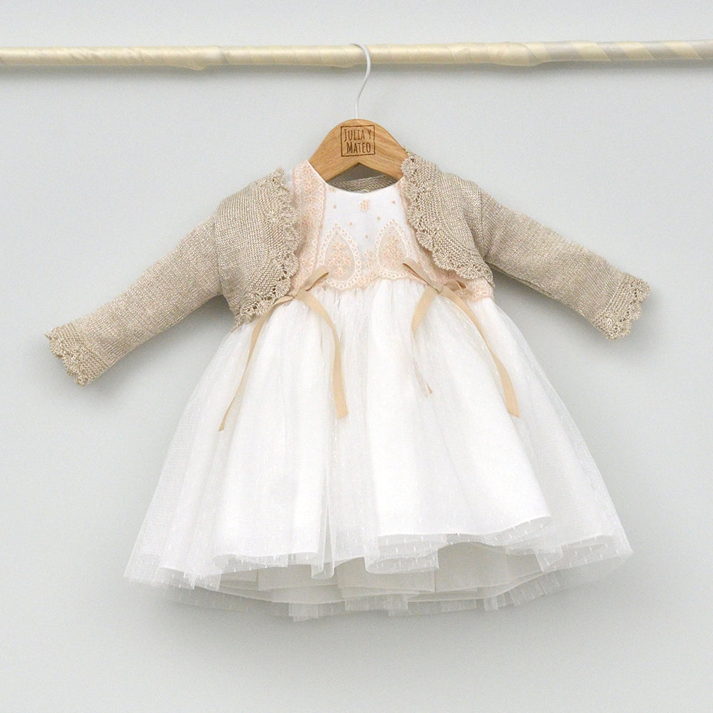 Vestido bebé Ana de tul bordado con culotte