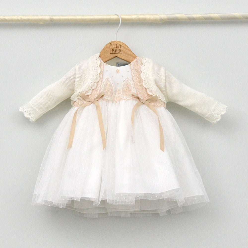 Vestido bebé Ana de tul bordado con culotte