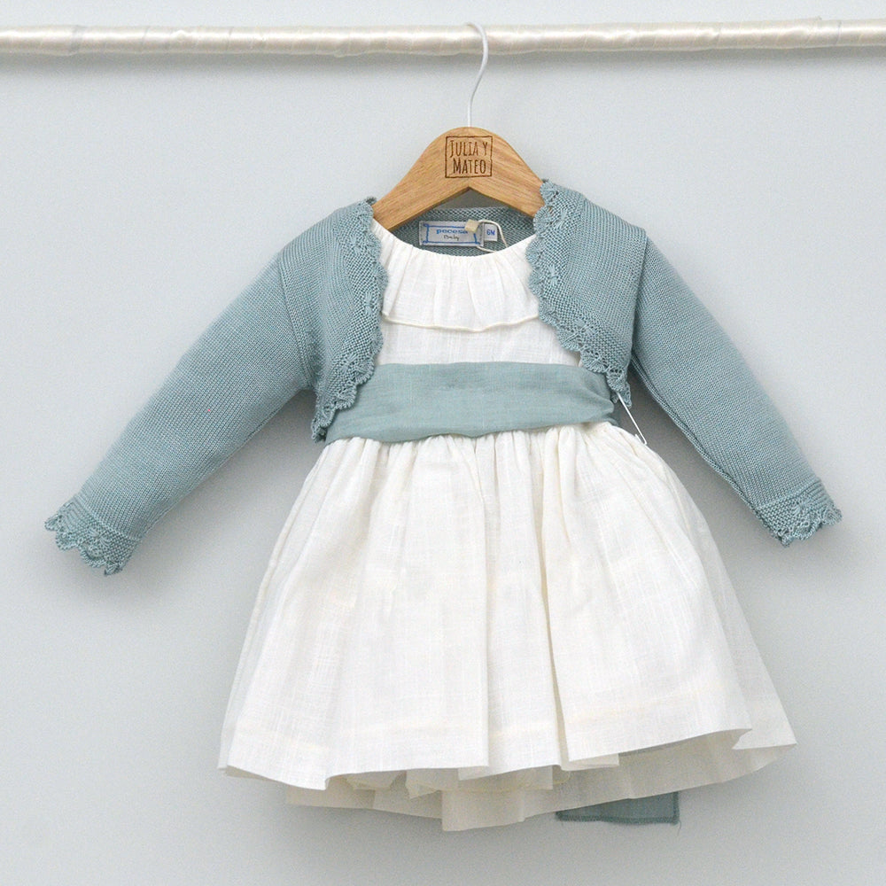Vestido bebés Emma con fajín de lino