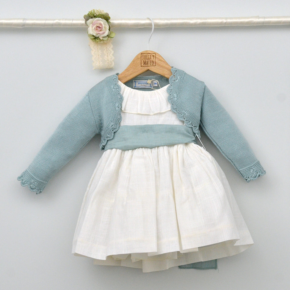 Vestido bebés Emma con fajín de lino