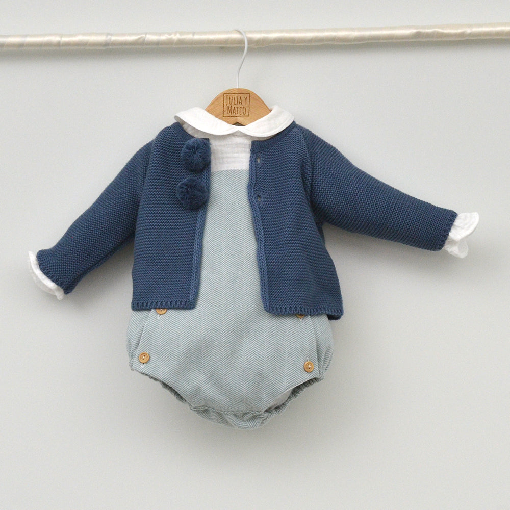 Conjunto vestir bebé con ranita y camisa cuello bebé de bambula "Martín"