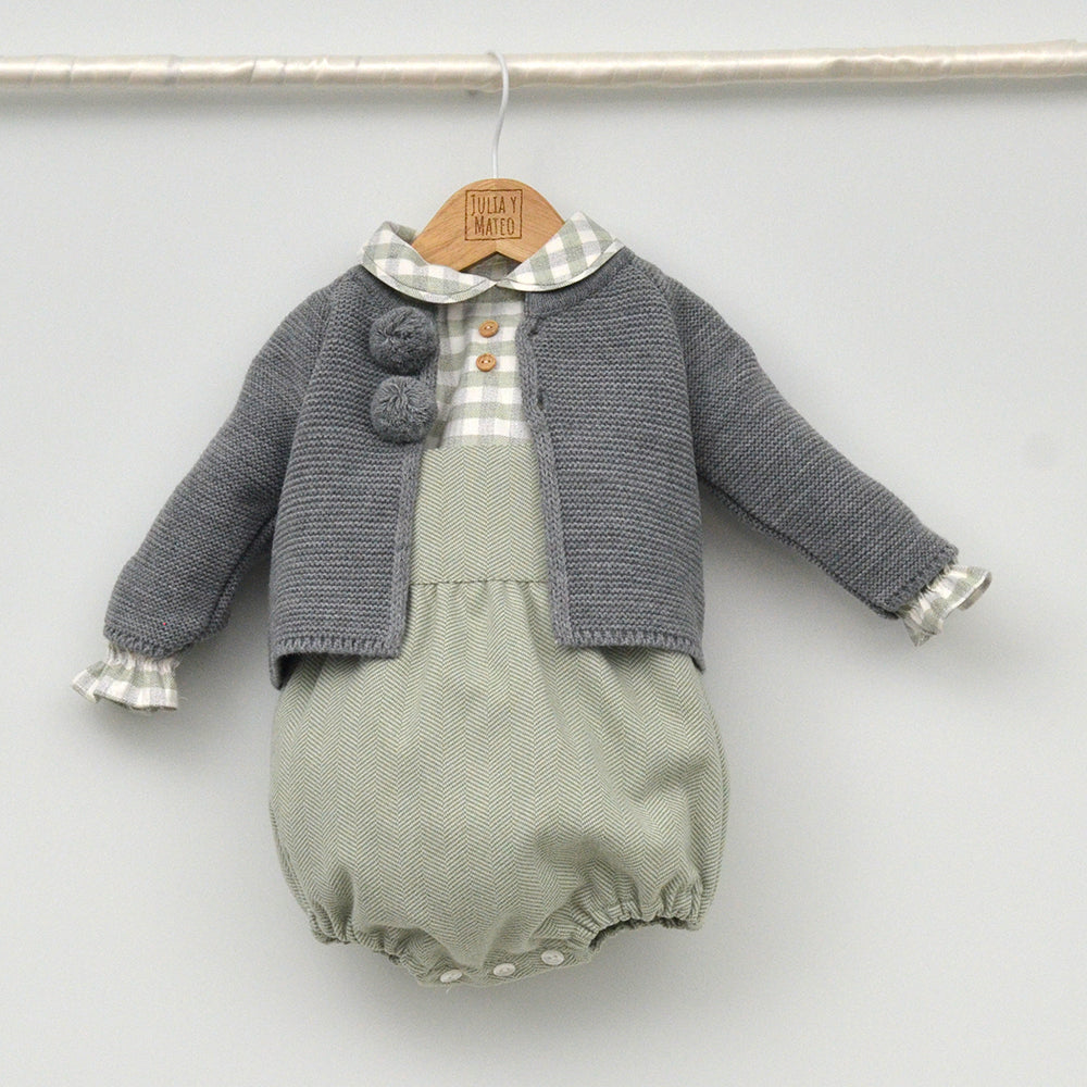 Conjunto vestir bebé con ranita y camisa cuello bebé de bambula "Lucía!