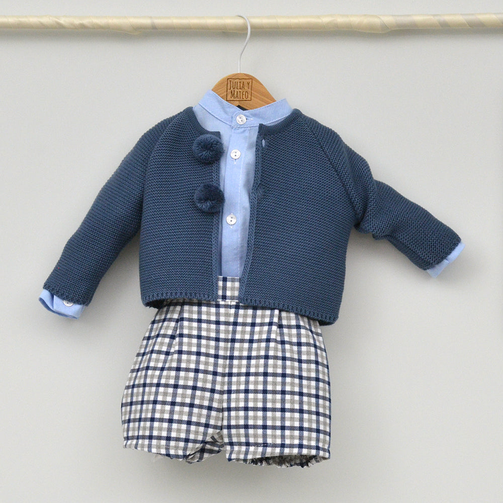 Conjunto bebé Thiago con peto y camisa cuello Mao
