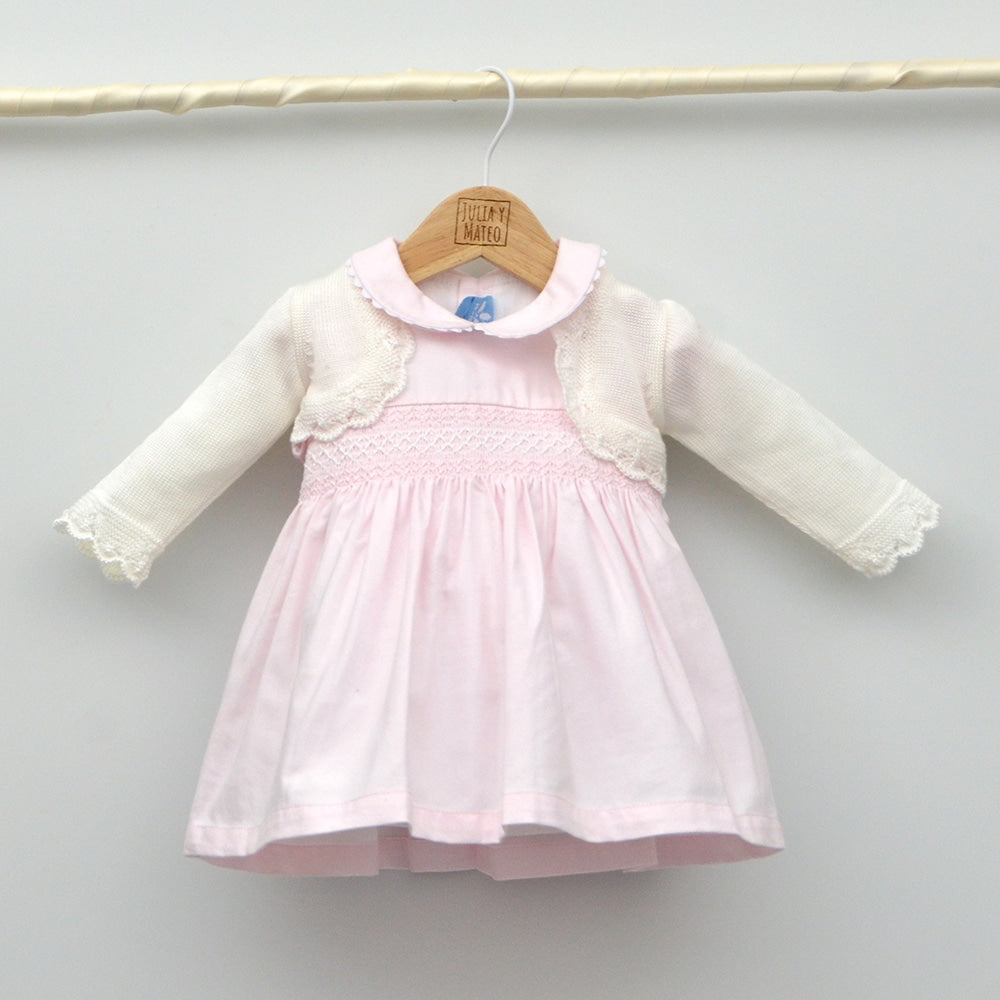 vestido vestir niñas bebes rosa nido de abeja tienda online ropa vestir clasica