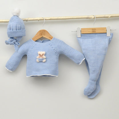 Conjunto polaina invierno clasico niños trajes 3 piezas gorrito azul canastilla hecha en españa niños online