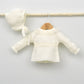 Conjunto bebés punto Ángel con jersey, culotte, capota y patucos