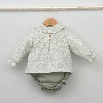 Conjunto de vestir bebé con blusa y ranita "Lucía"