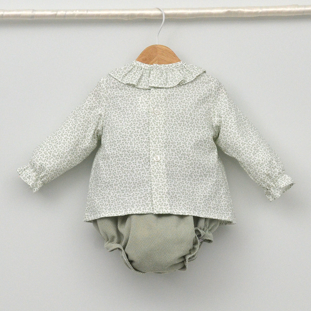 Conjunto de vestir bebé con blusa y ranita "Lucía"