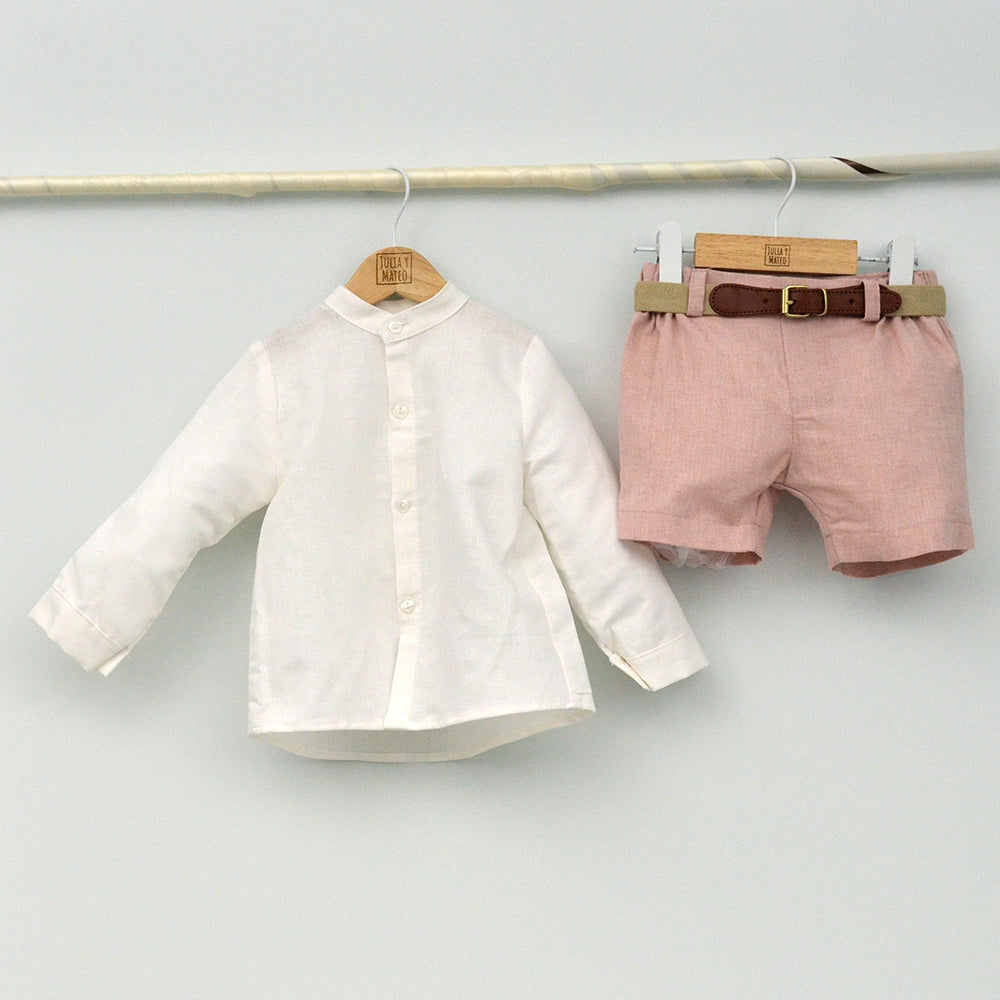Conjunto Niño Siena con camisa y pantalón con cinturón
