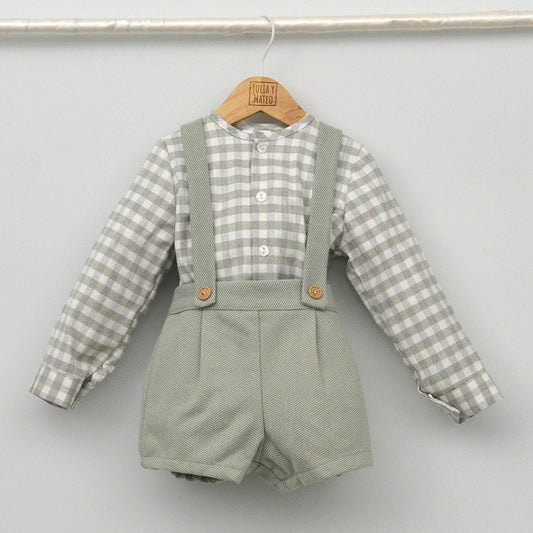 Conjunto vestir bebé con peto y camisa cuello Mao "Lucía"