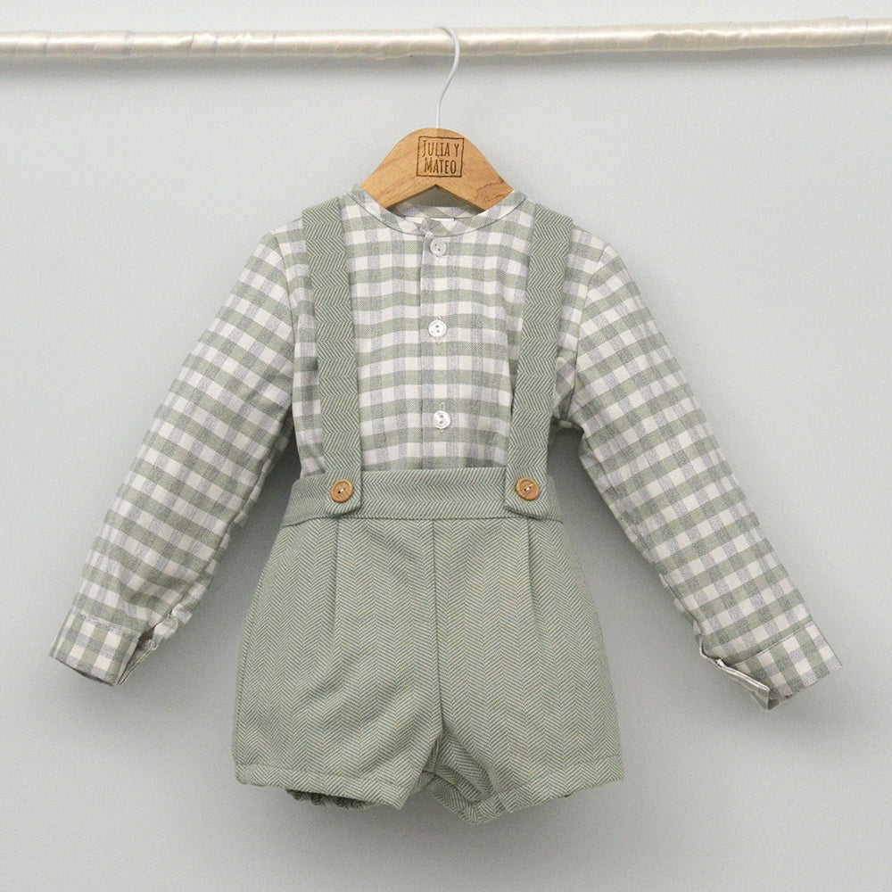 Conjunto vestir bebé con peto y camisa cuello Mao "Lucía"