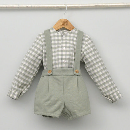 Conjunto vestir bebé con peto y camisa cuello Mao "Lucía"
