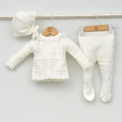 Conjunto de bautizo de bebes para invierno