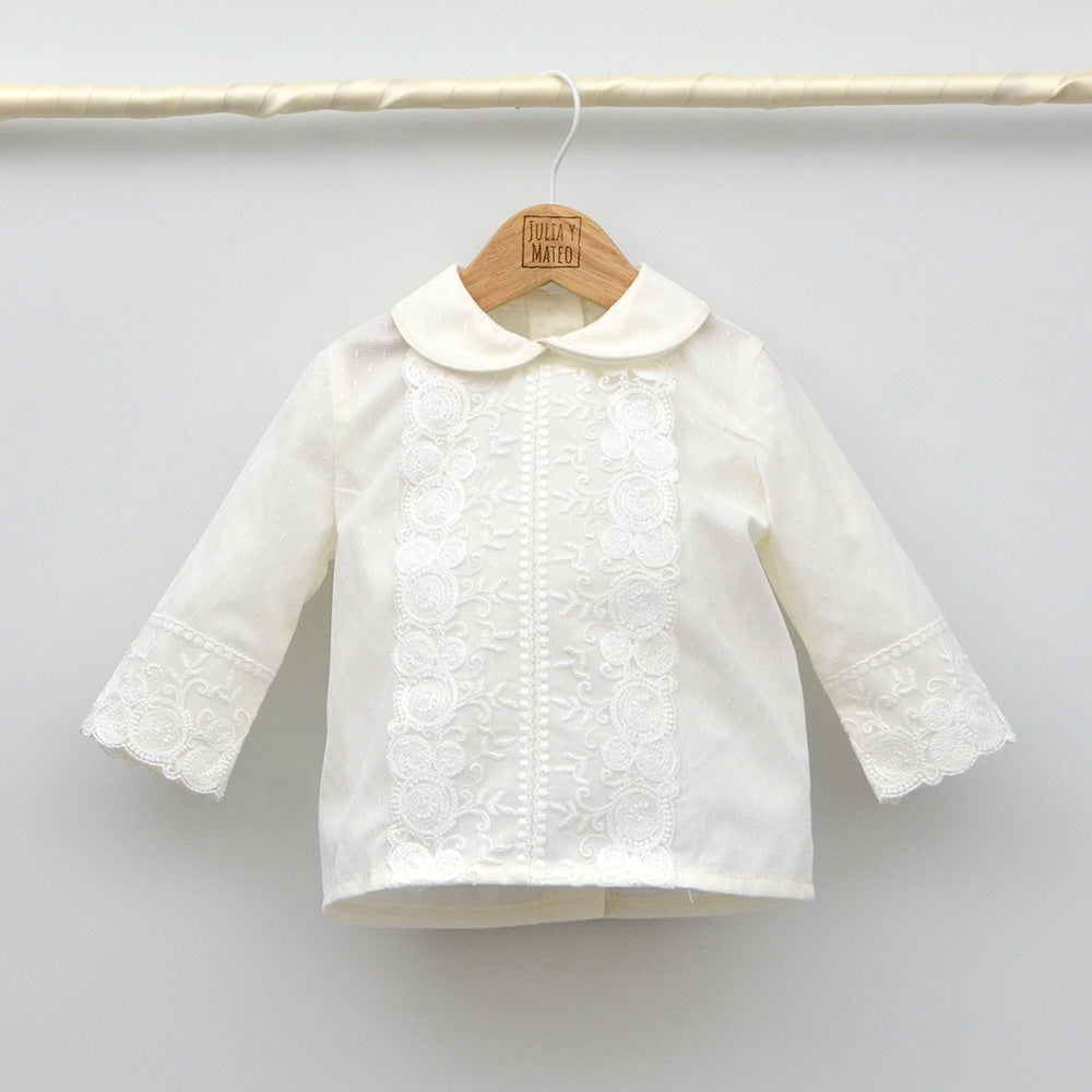 La mejor tienda online de ropa de Bautizo clasica hecha en españa para niños trajes conjuntos lino tul blanco clasico
