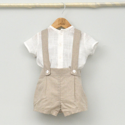 Conjunto bebé Capri con peto y camisa Mao