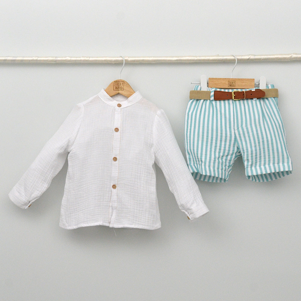 Conjunto Niño Comporta con camisa y pantalón con cinturón