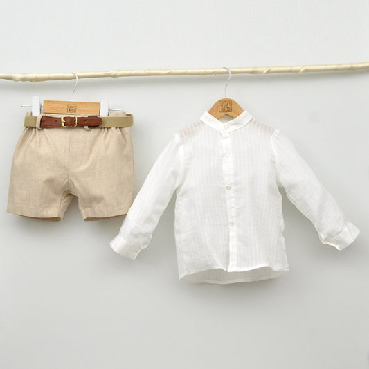 Conjunto Niño Capri con camisa y pantalón con cinturón