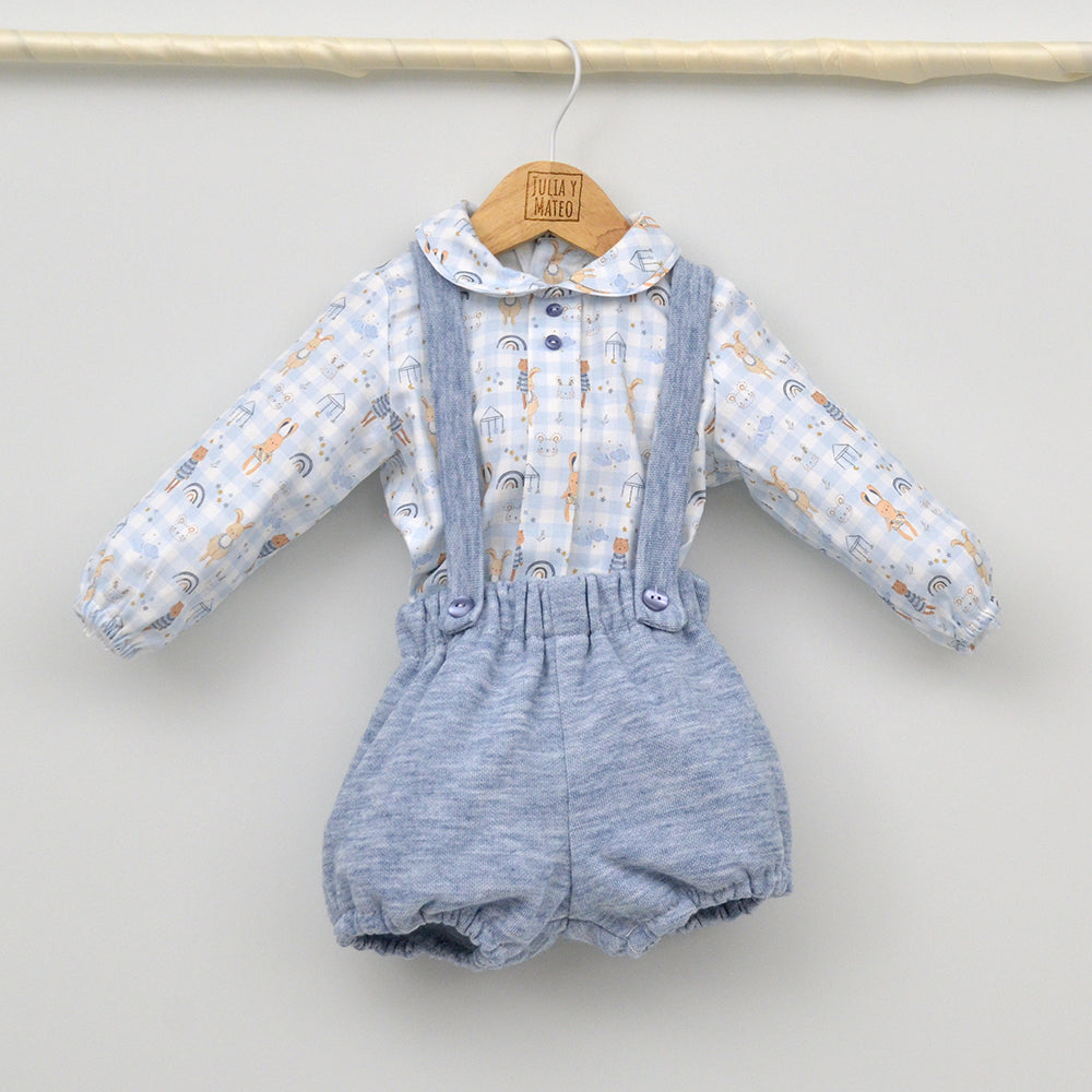 Conjunto bebé Leo con peto y camisa