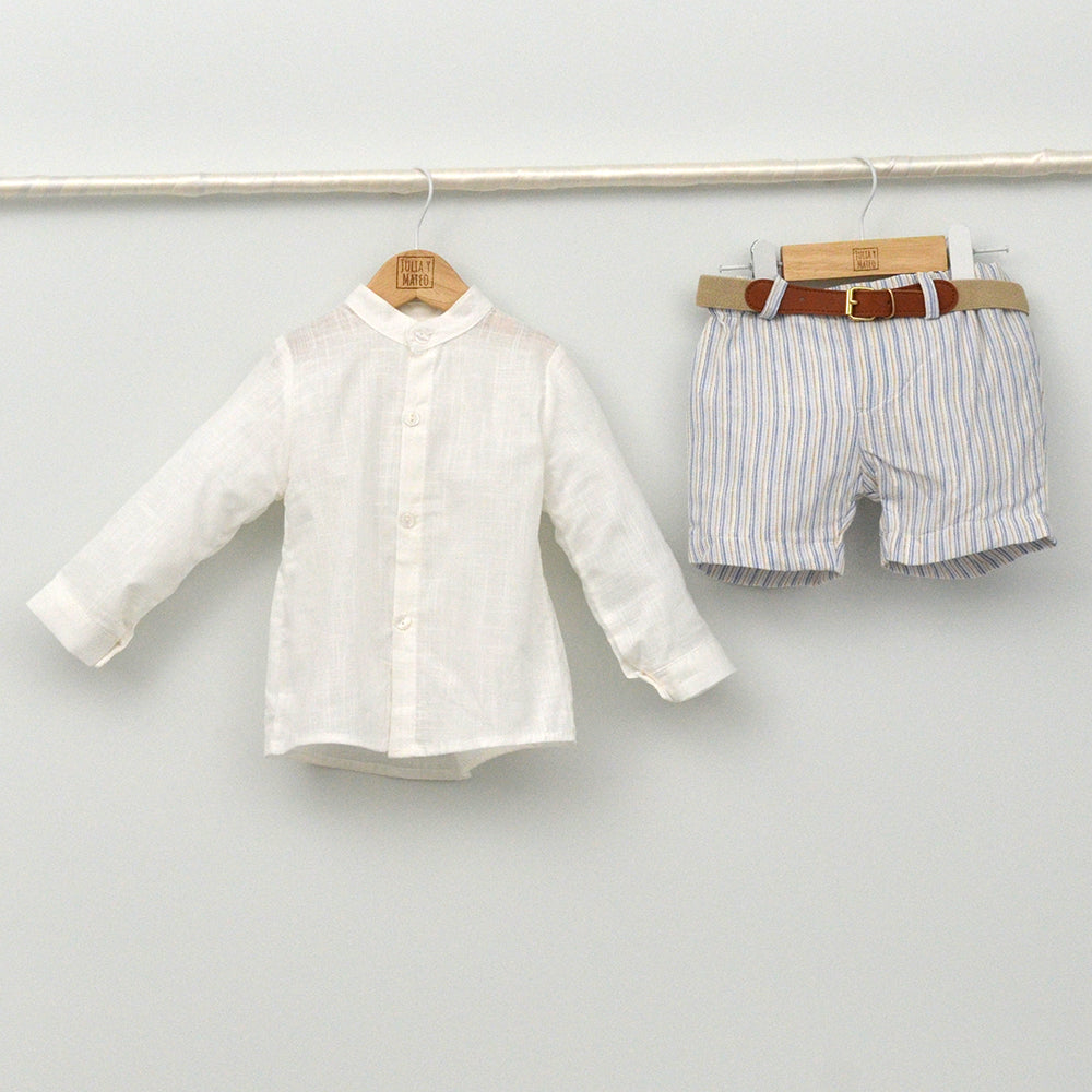 Conjunto Niño Santorini con camisa y pantalón con cinturón