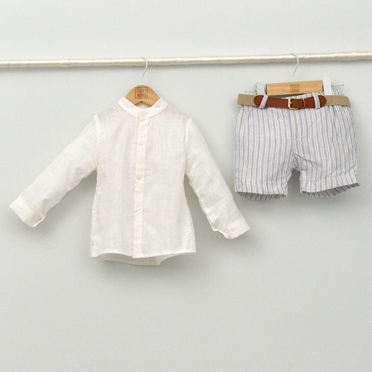 Conjunto Niño Santorini con camisa y pantalón con cinturón