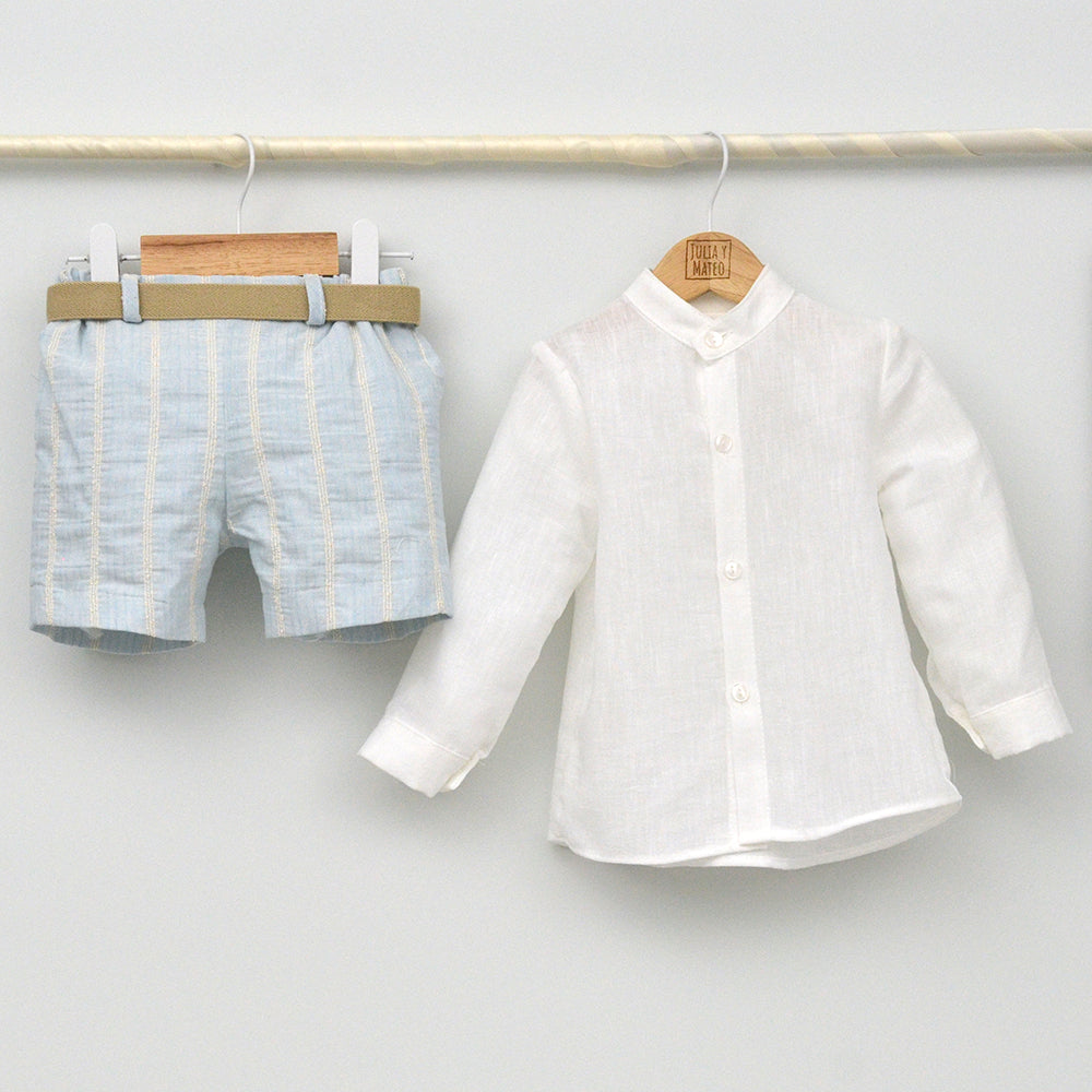 Conjunto Niño Milán con camisa y pantalón con cinturón