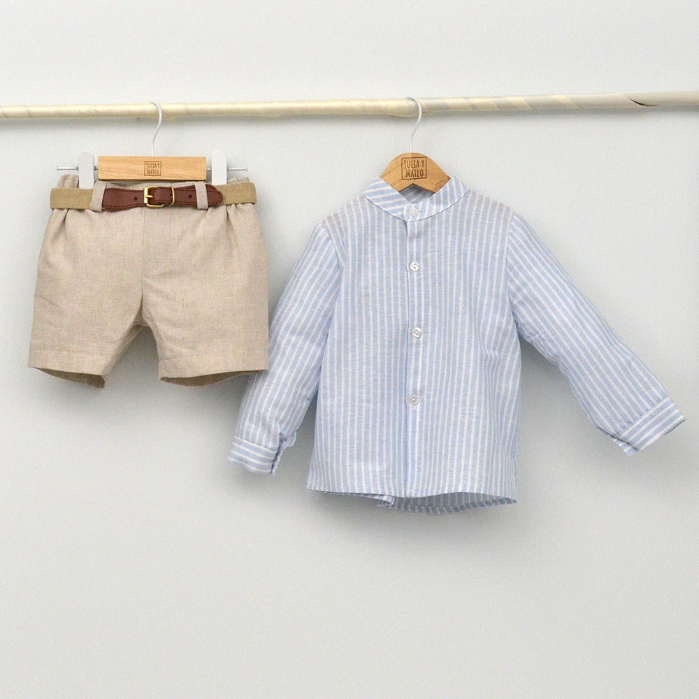 Conjunto Niño Lisboa con camisa y pantalón con cinturón