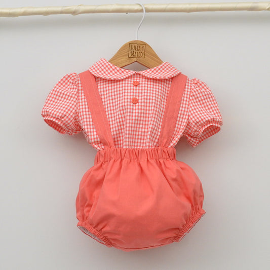 conjunto vestir niños verano ranitas bebes coral vichy tienda online trajes eventos bebes con encanto clasico hecho en españa