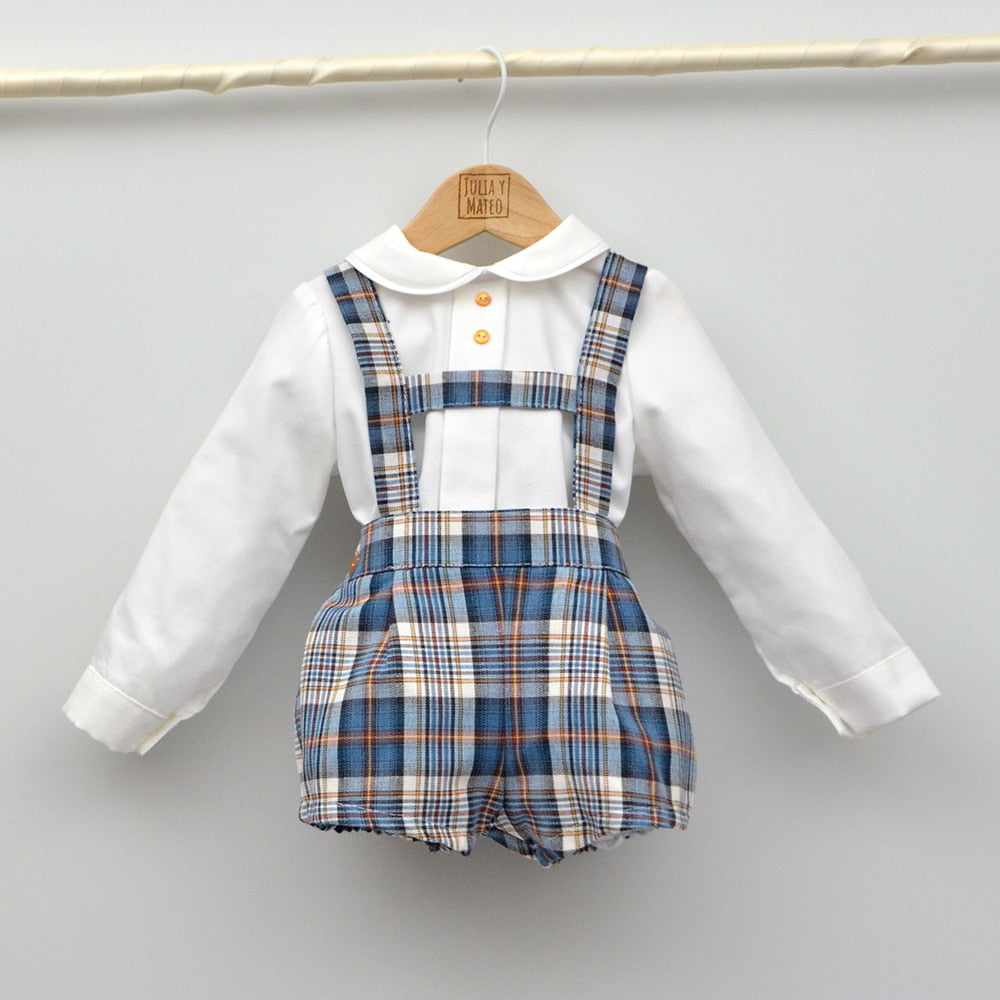 Conjunto bebé Thiago con peto y camisa cuello bebé