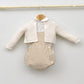 Conjunto bebé Capri con ranita de lino y camisa cuello bebé