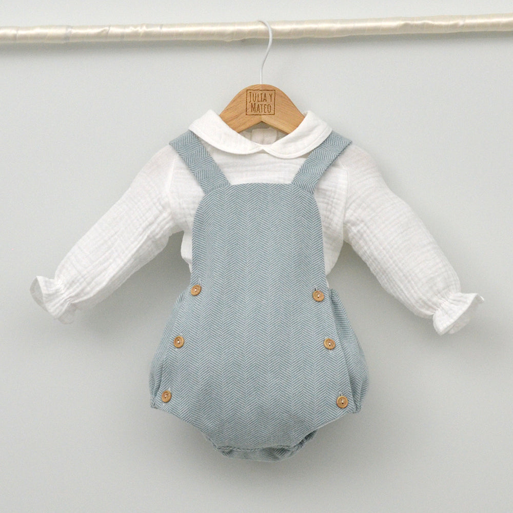 Conjunto vestir bebé con ranita y camisa cuello bebé de bambula "Martín"