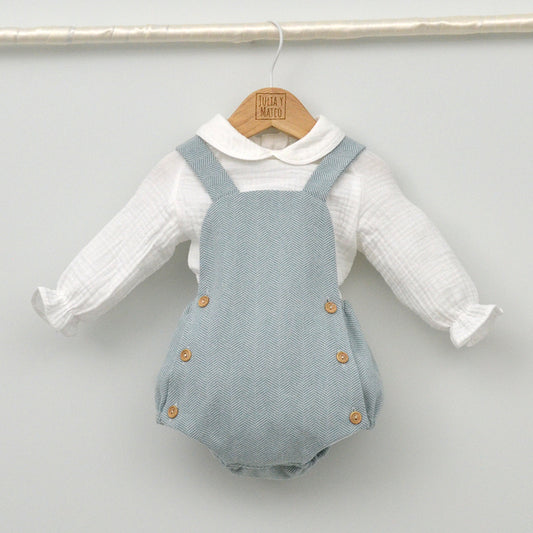 Conjunto vestir bebé con ranita y camisa cuello bebé de bambula "Martín"
