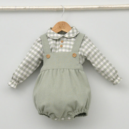 Conjunto vestir bebé con ranita y camisa cuello bebé de bambula "Lucía!