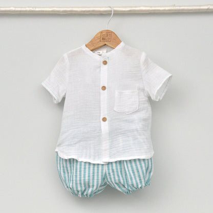 Conjunto bebé Comporta con pantalón y camisa cuello Mao