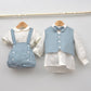 Conjuntos trajes ceremonia arras bautizo niños bebes lino chaleco pajarita azul Mayoral Amaya