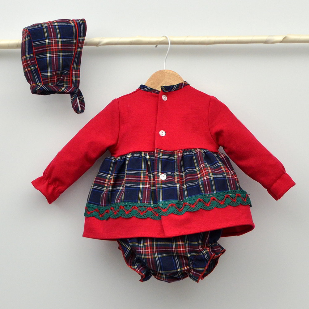 Vestidos capota navidad niñas jesusitos vestir fiestas bebes ropa online para conjuntar a hermanos a juego hecho en españa tartan rojo cuadors escoceses doña carmen mayoral