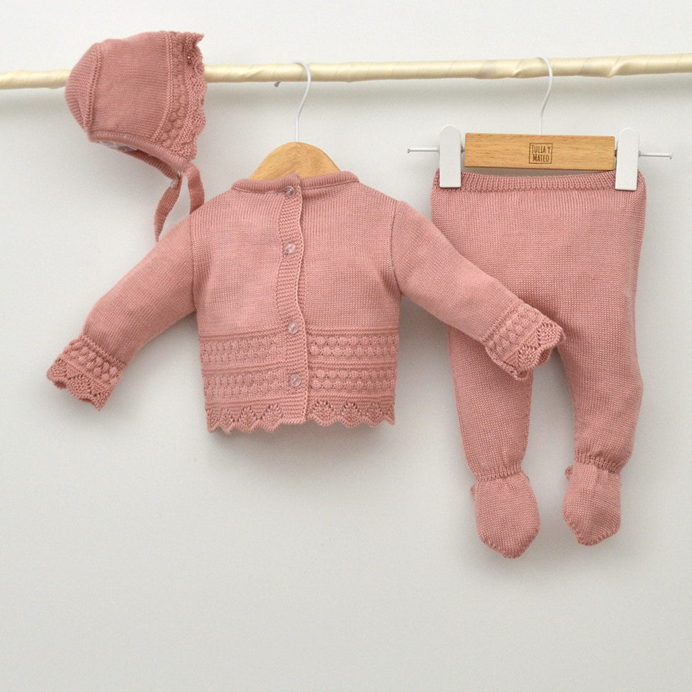 Conjunto bebés Luz con jersey, polaina y capota de hilo